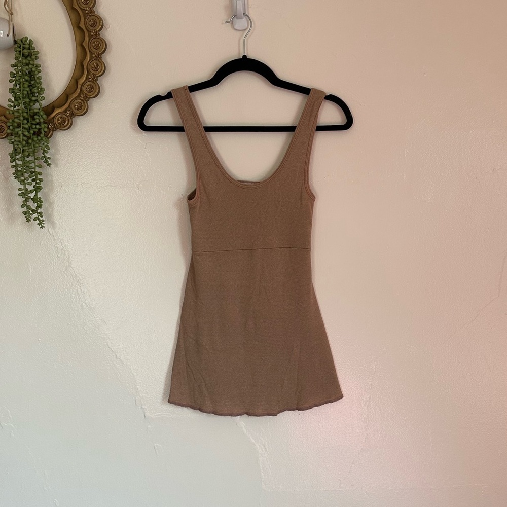 Michael Stars Tan Metallic Stretch Swing Tank Top, One Size